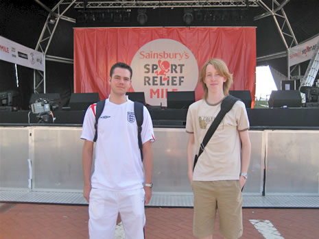 Phil Wylie and Nick Palmer, near the stage at Birmingham’s Sports Relief 2006 event